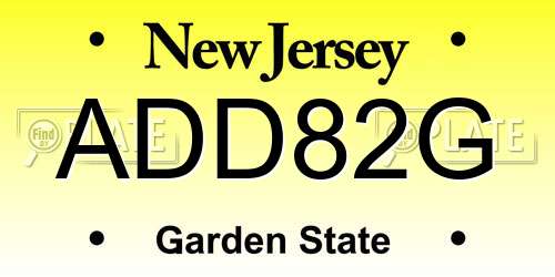 ADD82G New Jersey License Plate