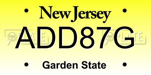 ADD87G New Jersey License Plate