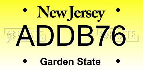 ADDB76 New Jersey License Plate