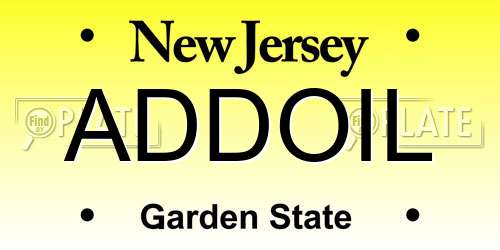 ADDOIL New Jersey License Plate