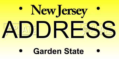 ADDRESS New Jersey License Plate