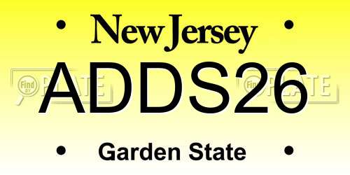 ADDS26 New Jersey License Plate