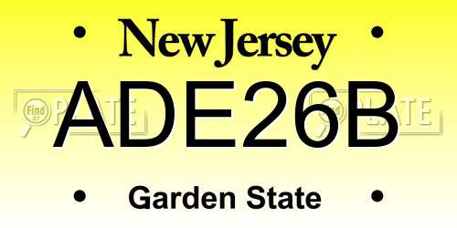 ADE26B New Jersey License Plate