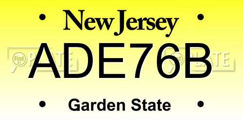 ADE76B New Jersey License Plate
