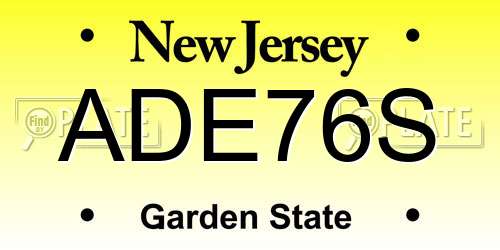 ADE76S New Jersey License Plate