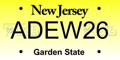 ADEW26 New Jersey License Plate