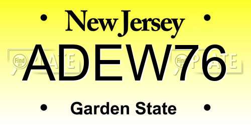 ADEW76 New Jersey License Plate