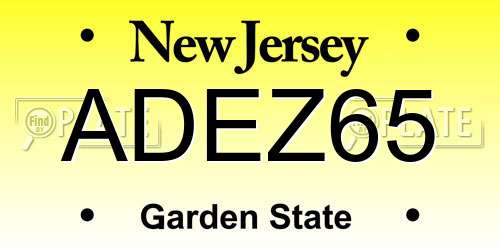 ADEZ65 New Jersey License Plate