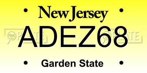 ADEZ68 New Jersey License Plate