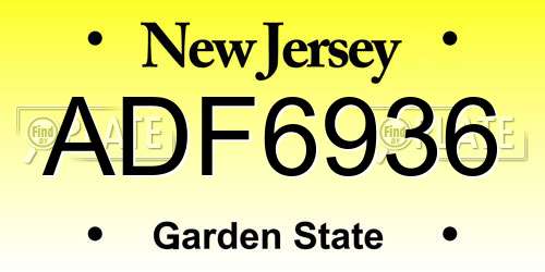 ADF6936 New Jersey License Plate