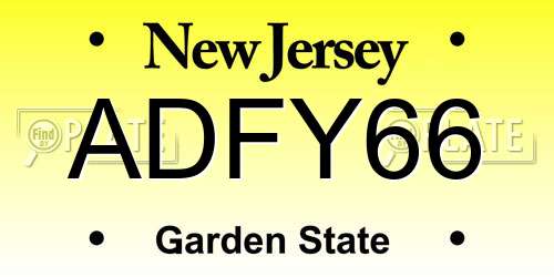 ADFY66 New Jersey License Plate