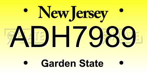 ADH7989 New Jersey License Plate