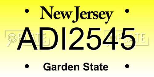 ADI2545 New Jersey License Plate