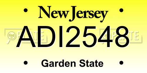 ADI2548 New Jersey License Plate