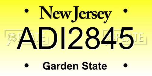ADI2845 New Jersey License Plate