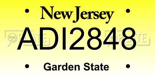 ADI2848 New Jersey License Plate