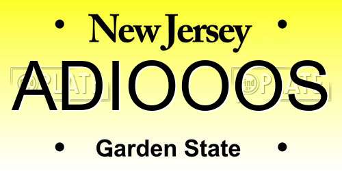 ADIOOOS New Jersey License Plate