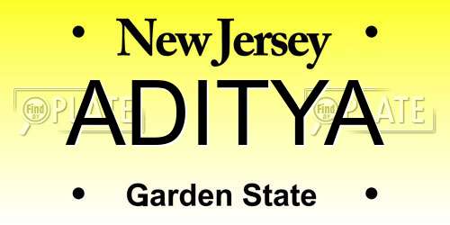 ADITYA New Jersey License Plate