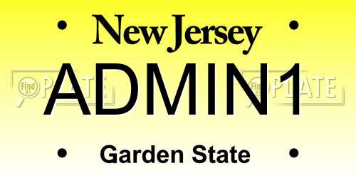 ADMIN1 New Jersey License Plate