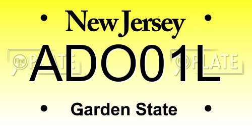 ADO01L New Jersey License Plate