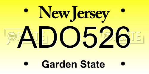 ADO526 New Jersey License Plate