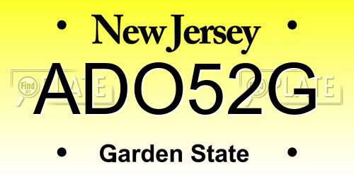 ADO52G New Jersey License Plate