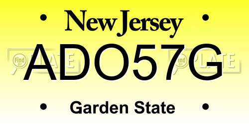 ADO57G New Jersey License Plate