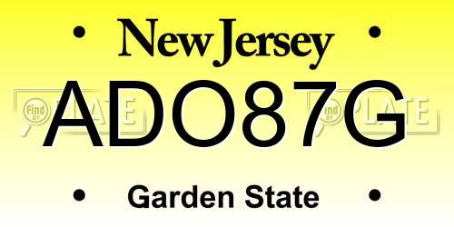 ADO87G New Jersey License Plate