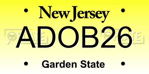 ADOB26 New Jersey License Plate