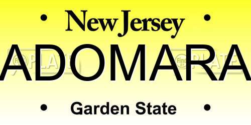 ADOMARA New Jersey License Plate