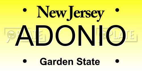 ADONIO New Jersey License Plate