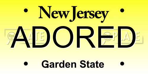 ADORED New Jersey License Plate