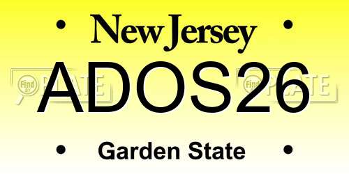 ADOS26 New Jersey License Plate