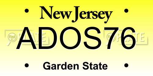 ADOS76 New Jersey License Plate