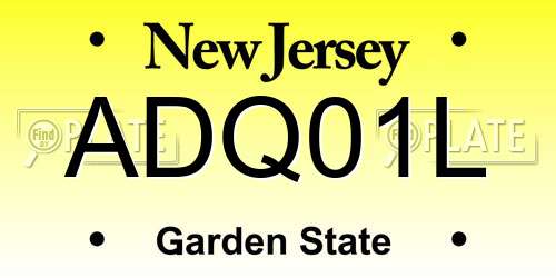ADQ01L New Jersey License Plate