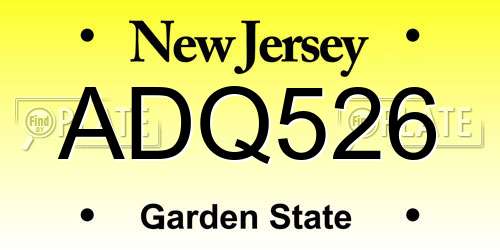 ADQ526 New Jersey License Plate