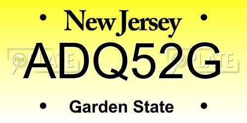 ADQ52G New Jersey License Plate
