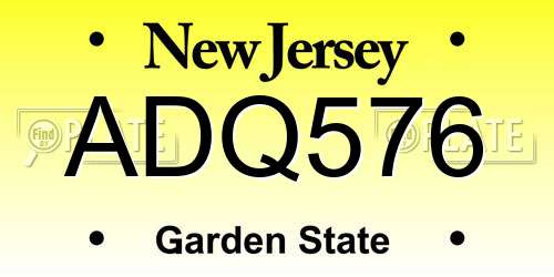ADQ576 New Jersey License Plate