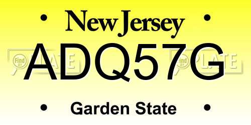 ADQ57G New Jersey License Plate