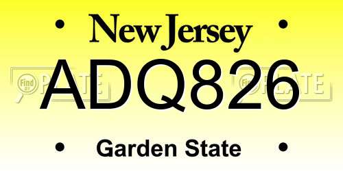 ADQ826 New Jersey License Plate