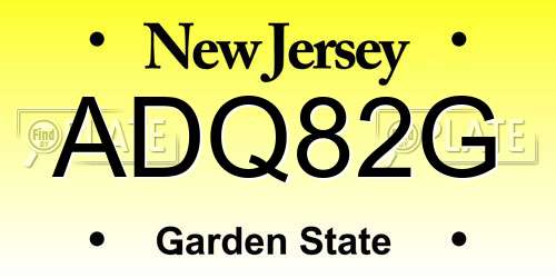 ADQ82G New Jersey License Plate