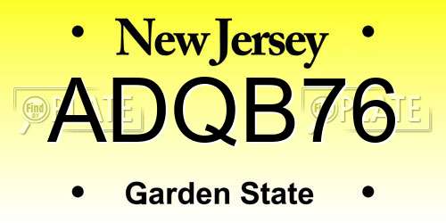 ADQB76 New Jersey License Plate