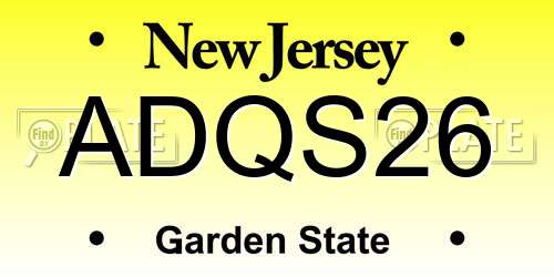 ADQS26 New Jersey License Plate