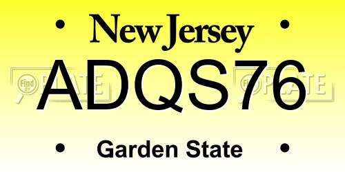 ADQS76 New Jersey License Plate