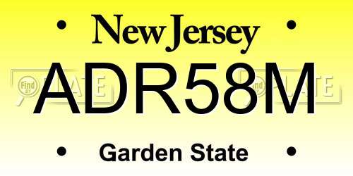 ADR58M New Jersey License Plate