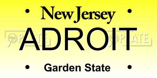 ADROIT New Jersey License Plate