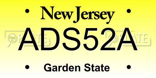 ADS52A New Jersey License Plate