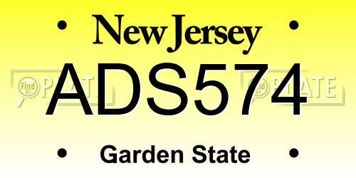 ADS574 New Jersey License Plate