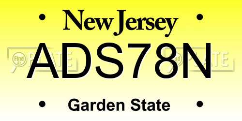 ADS78N New Jersey License Plate