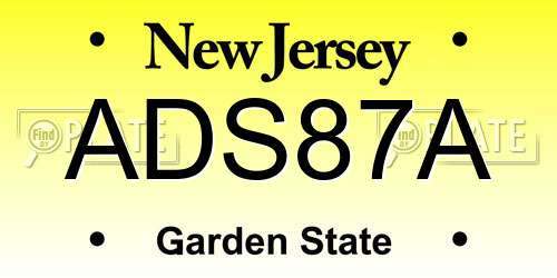 ADS87A New Jersey License Plate